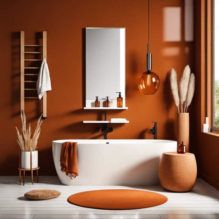 Burnt orange bathroom decor