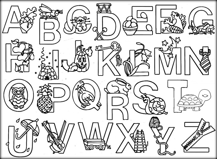 Animal alphabet coloring pages a z