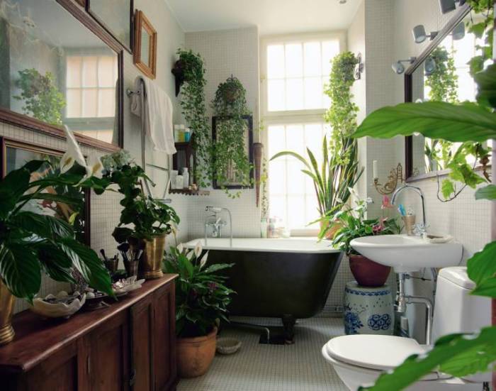 Modern bathroom plant decor