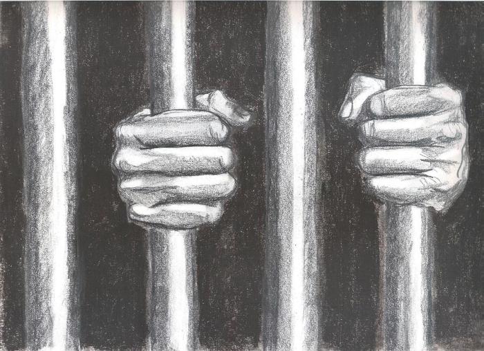 Easy drawing of inmate behind bars