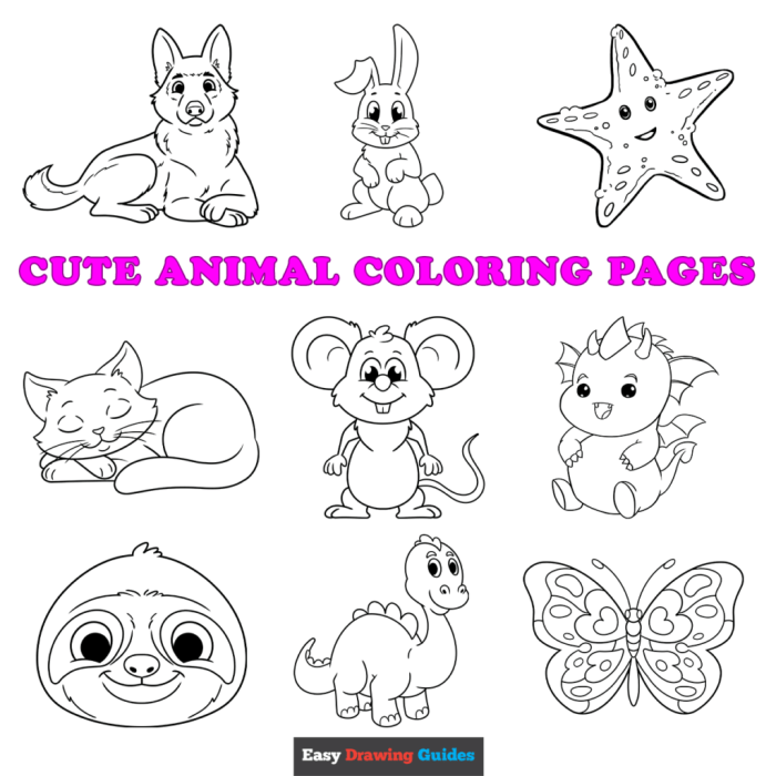 Easy adorable animal coloring pages