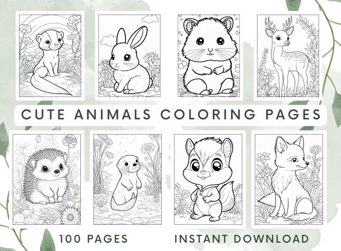 Cute little animals coloring page