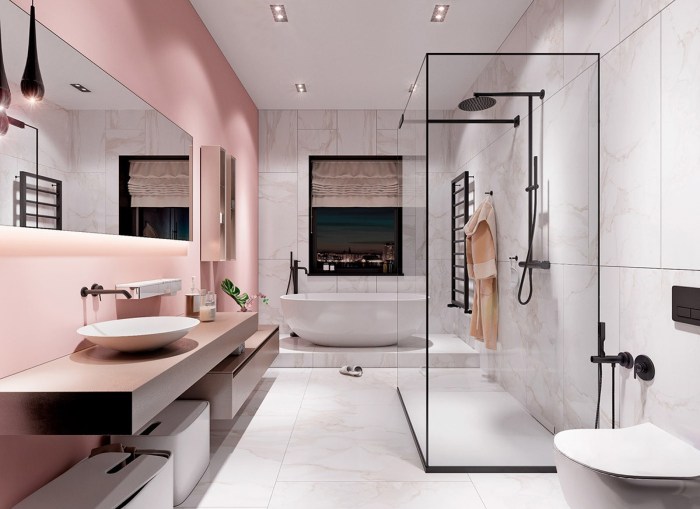 Pink and black bathroom decor