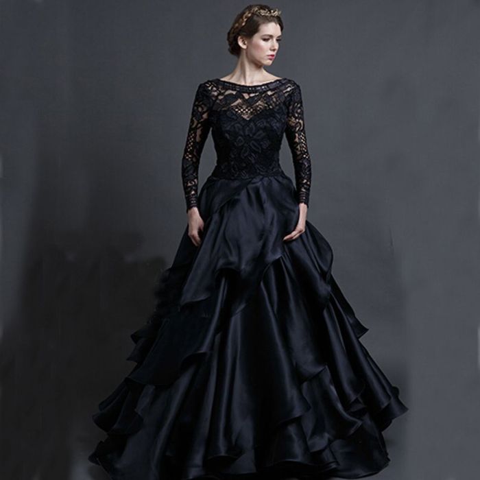 Black winter wedding dresses