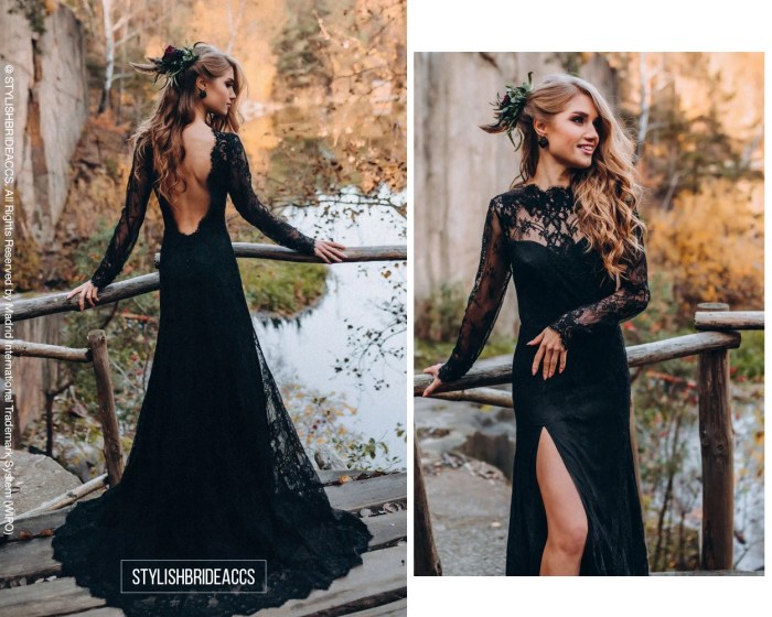 Black wedding dresses sexy winter bridal lace gowns long sheer layers jewel applique sleeve neck elegant line open back larger