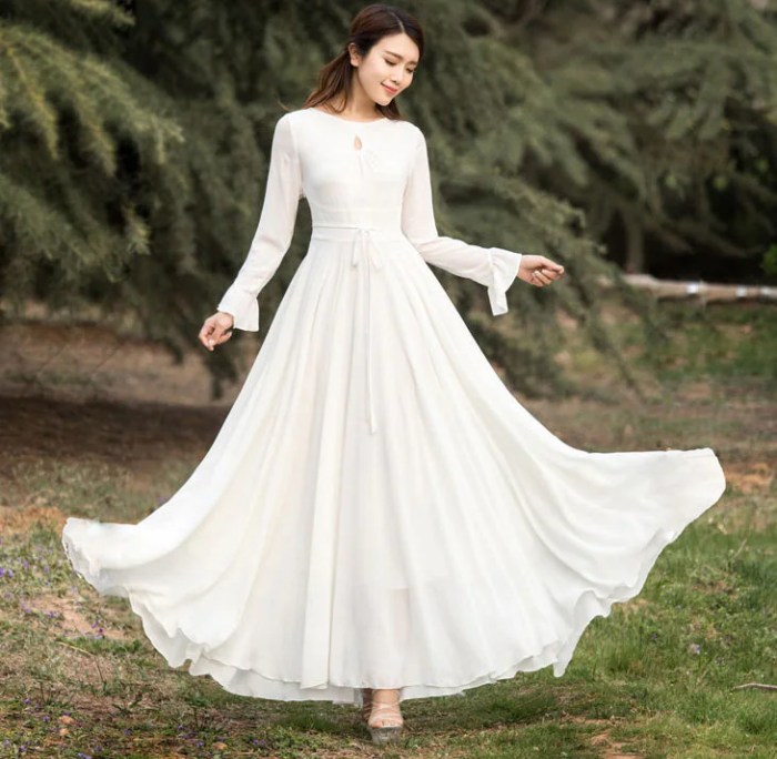 Chiffon wedding dress with long sleeves