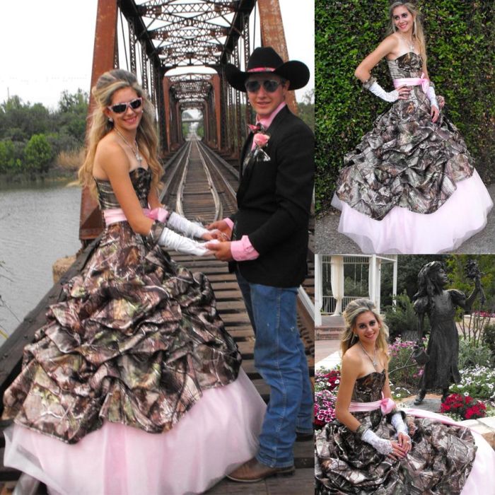 Camo wedding dresses with pink