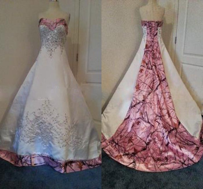 Camo wedding dresses with pink